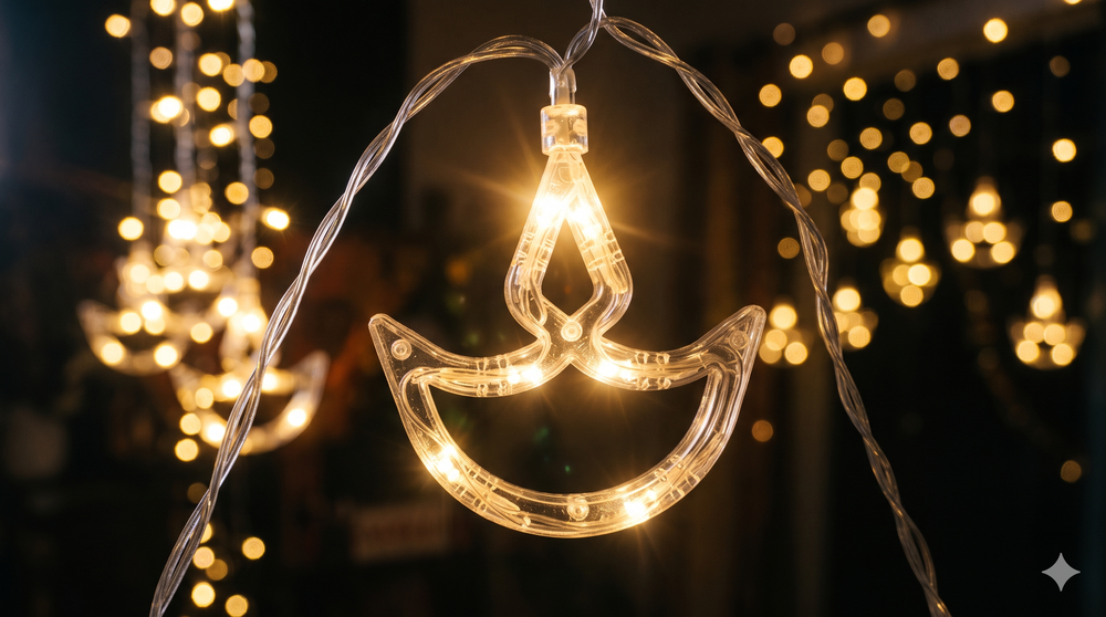 Traditional Diya LED Curtain Lights - Warm White Festive Decor